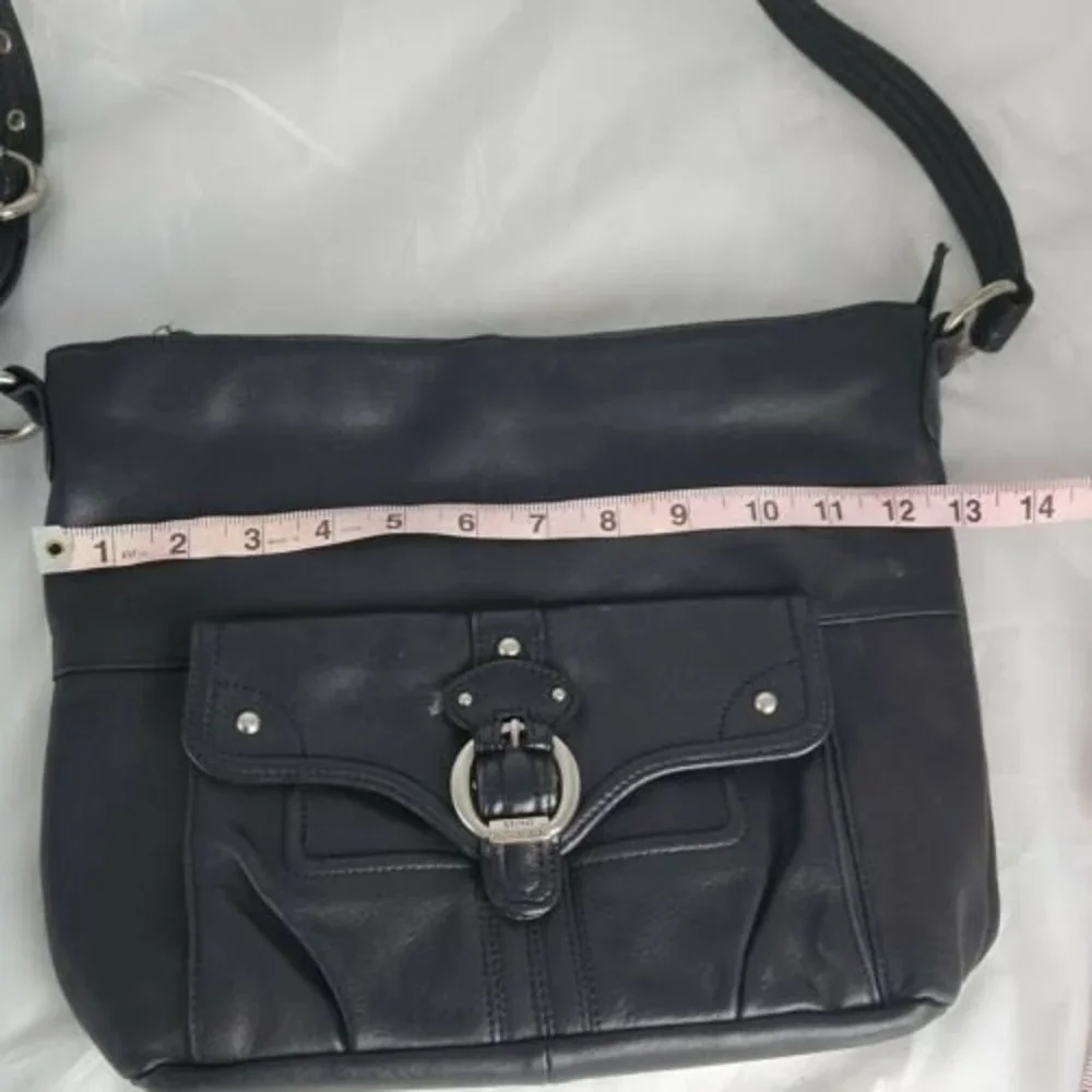 Stone Mountain Black Genuine Leather Purse Shoulder Bag Crossbody Satchel‎